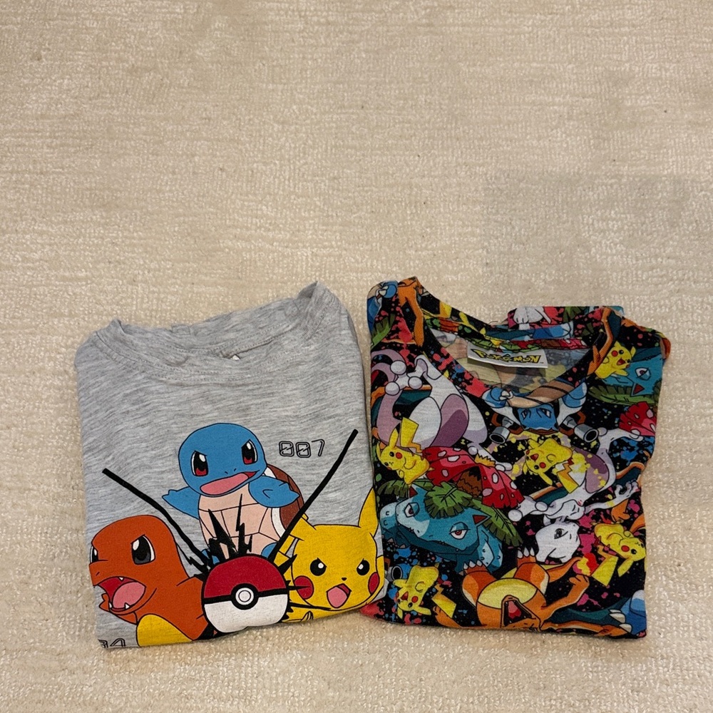Pokemon Kids Short Sleeve Tees - Gray and Multicolor